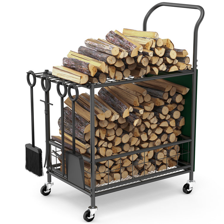 Rolling discount firewood rack